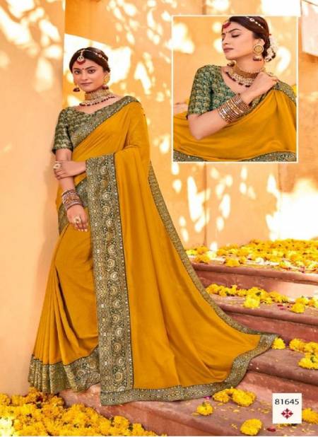 Yellow Colour Latest Heavy Wedding Wear Silk Saree Collection 81645
